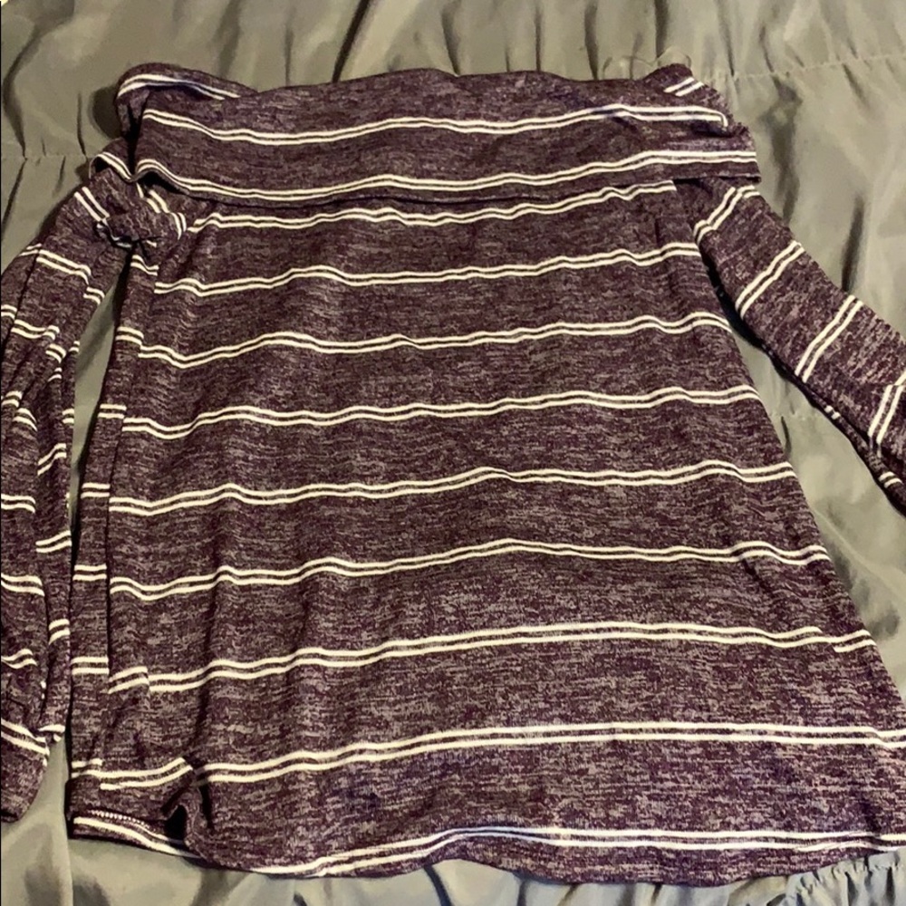 Striped Purple Off the Shoulder Top